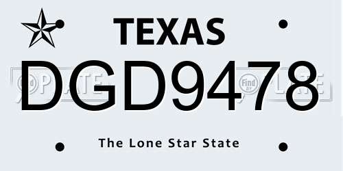 DGD9478 Texas License Plate