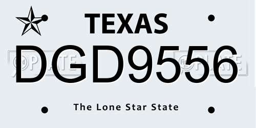 DGD9556 Texas License Plate