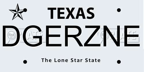 DGERZNE Texas License Plate