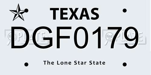 DGF0179 Texas License Plate