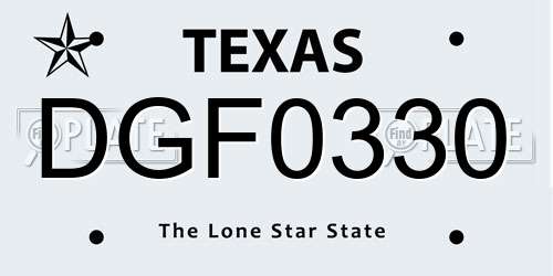 DGF0330 Texas License Plate