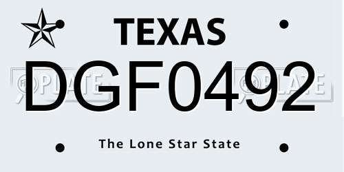 DGF0492 Texas License Plate