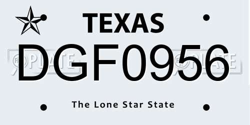 DGF0956 Texas License Plate