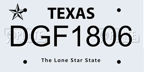 DGF1806 Texas License Plate