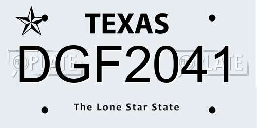DGF2041 Texas License Plate