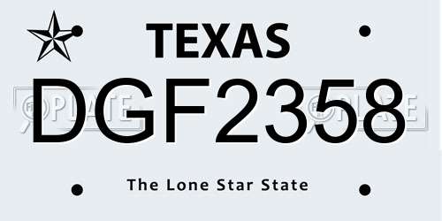 DGF2358 Texas License Plate