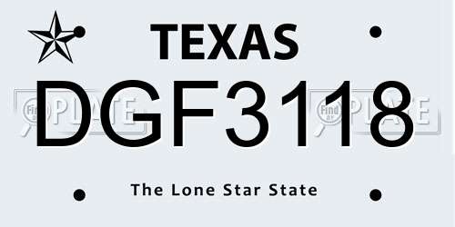 DGF3118 Texas License Plate