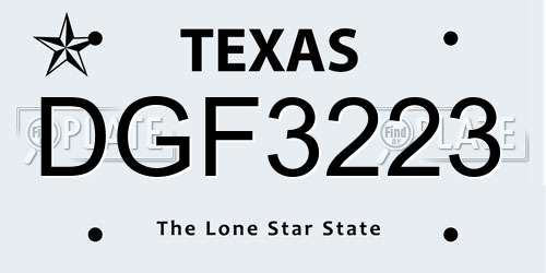 DGF3223 Texas License Plate