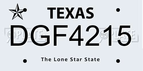 DGF4215 Texas License Plate