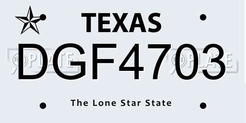 DGF4703 Texas License Plate