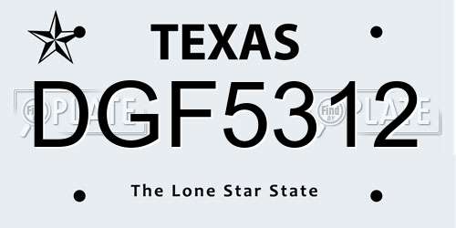 DGF5312 Texas License Plate