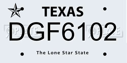 DGF6102 Texas License Plate