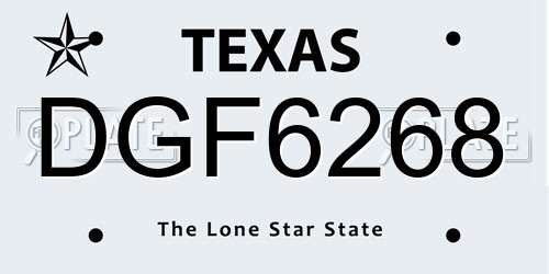 DGF6268 Texas License Plate