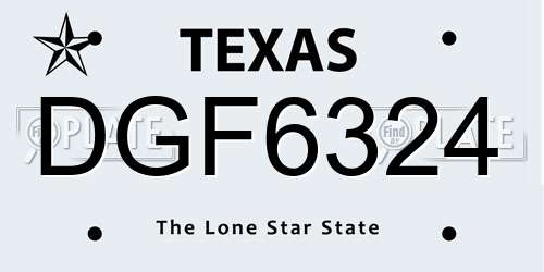 DGF6324 Texas License Plate