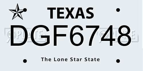 DGF6748 Texas License Plate