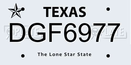 DGF6977 Texas License Plate