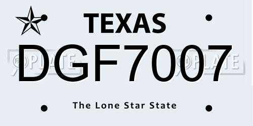 DGF7007 Texas License Plate