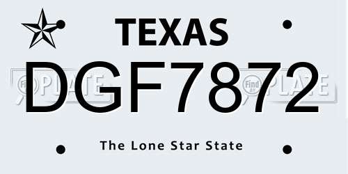 DGF7872 Texas License Plate