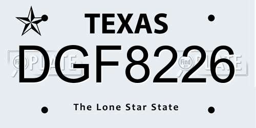DGF8226 Texas License Plate