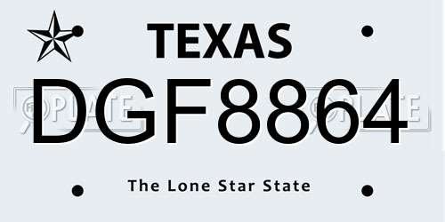 DGF8864 Texas License Plate