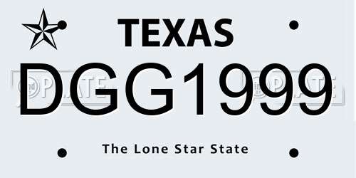 DGG1999 Texas License Plate