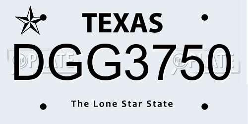 DGG3750 Texas License Plate