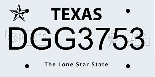 DGG3753 Texas License Plate