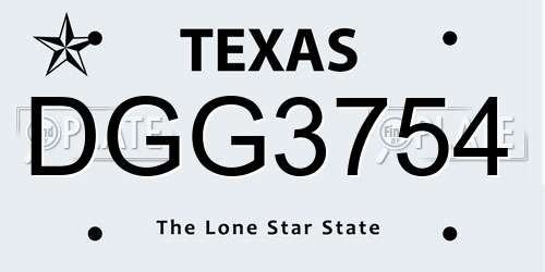 DGG3754 Texas License Plate