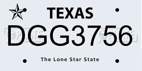 DGG3756 Texas License Plate