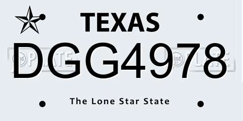 DGG4978 Texas License Plate