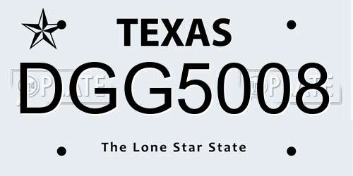 DGG5008 Texas License Plate
