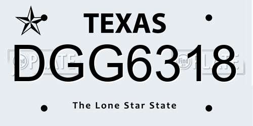 DGG6318 Texas License Plate