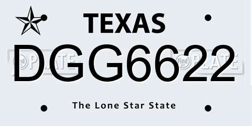 DGG6622 Texas License Plate