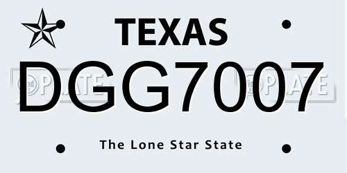 DGG7007 Texas License Plate