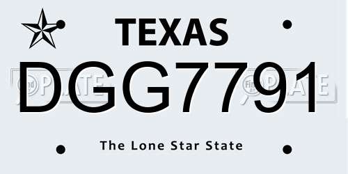 DGG7791 Texas License Plate