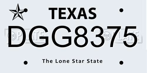 DGG8375 Texas License Plate
