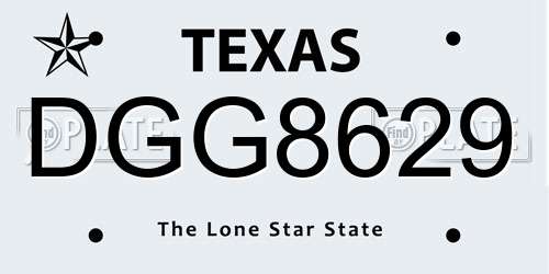 DGG8629 Texas License Plate