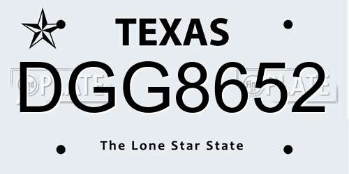 DGG8652 Texas License Plate