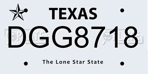 DGG8718 Texas License Plate