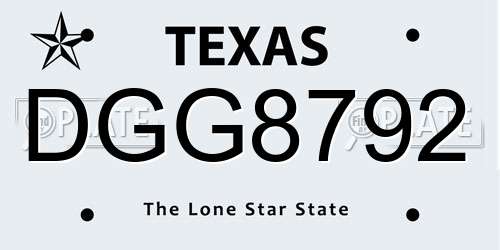 DGG8792 Texas License Plate