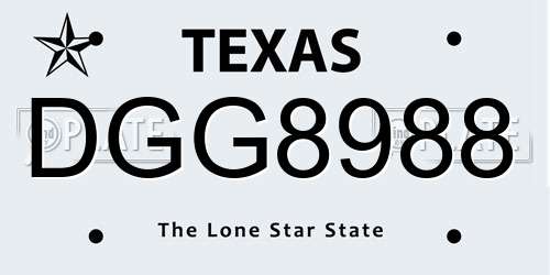 DGG8988 Texas License Plate