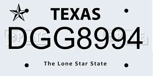 DGG8994 Texas License Plate