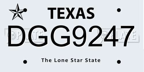 DGG9247 Texas License Plate