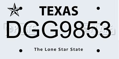 DGG9853 Texas License Plate