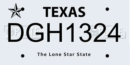 DGH1324 Texas License Plate