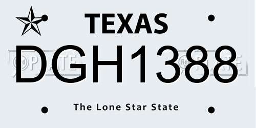 DGH1388 Texas License Plate