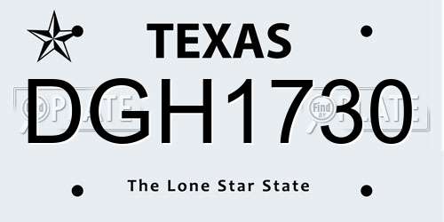 DGH1730 Texas License Plate
