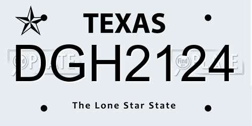 DGH2124 Texas License Plate