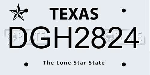 DGH2824 Texas License Plate