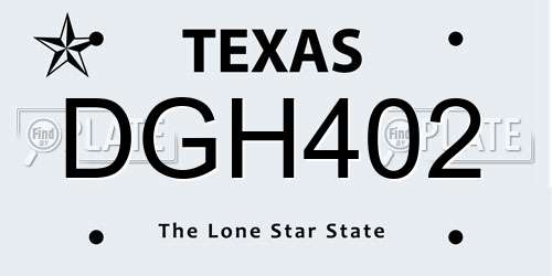 DGH402 Texas License Plate